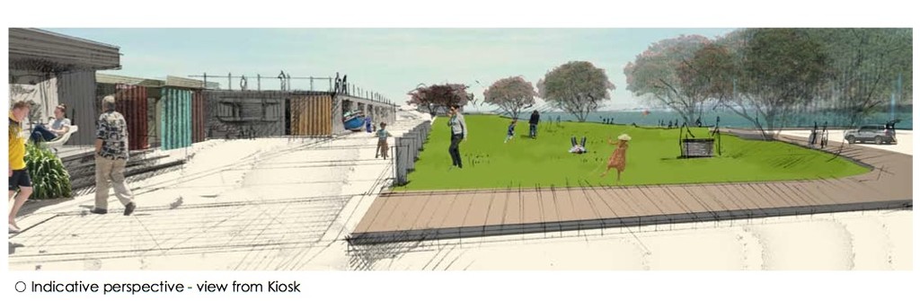Perspective looking north of the revamped Takapuna Camping Ground with no camping permitted. © Auckland Council http://www.aucklandcouncil.govt.nz